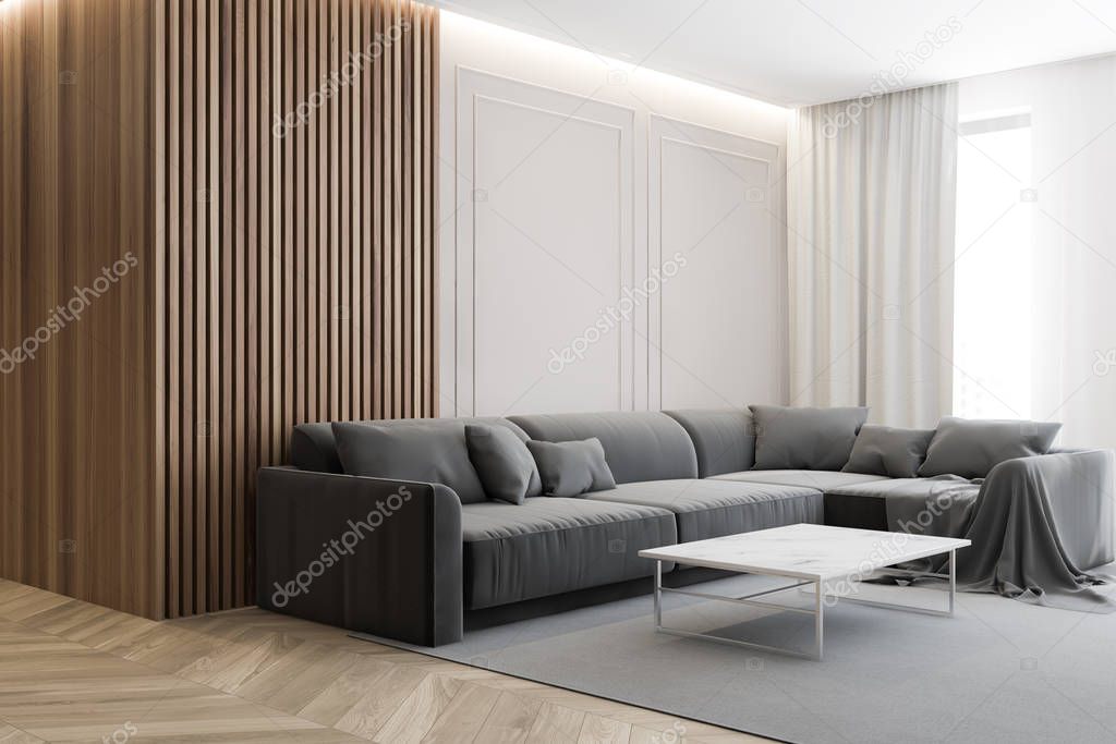 Luxury living room corner with sofa and table