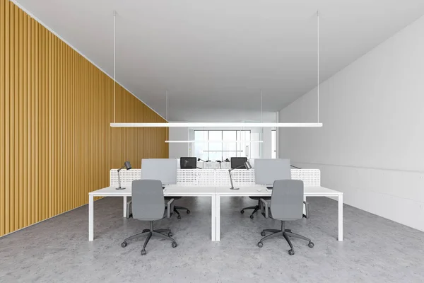 Wooden and white office interior — Stock Photo, Image