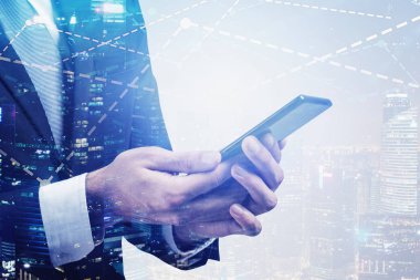 Akıllı telefonlu iş adamı, önx grafiği