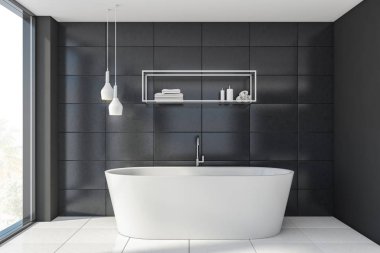 Gri karo banyo iç küvet ile