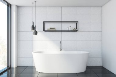 Küvetli beyaz kiremit banyo iç