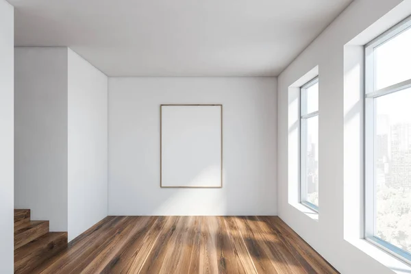 Sala de estar blanca vacía con póster — Foto de Stock