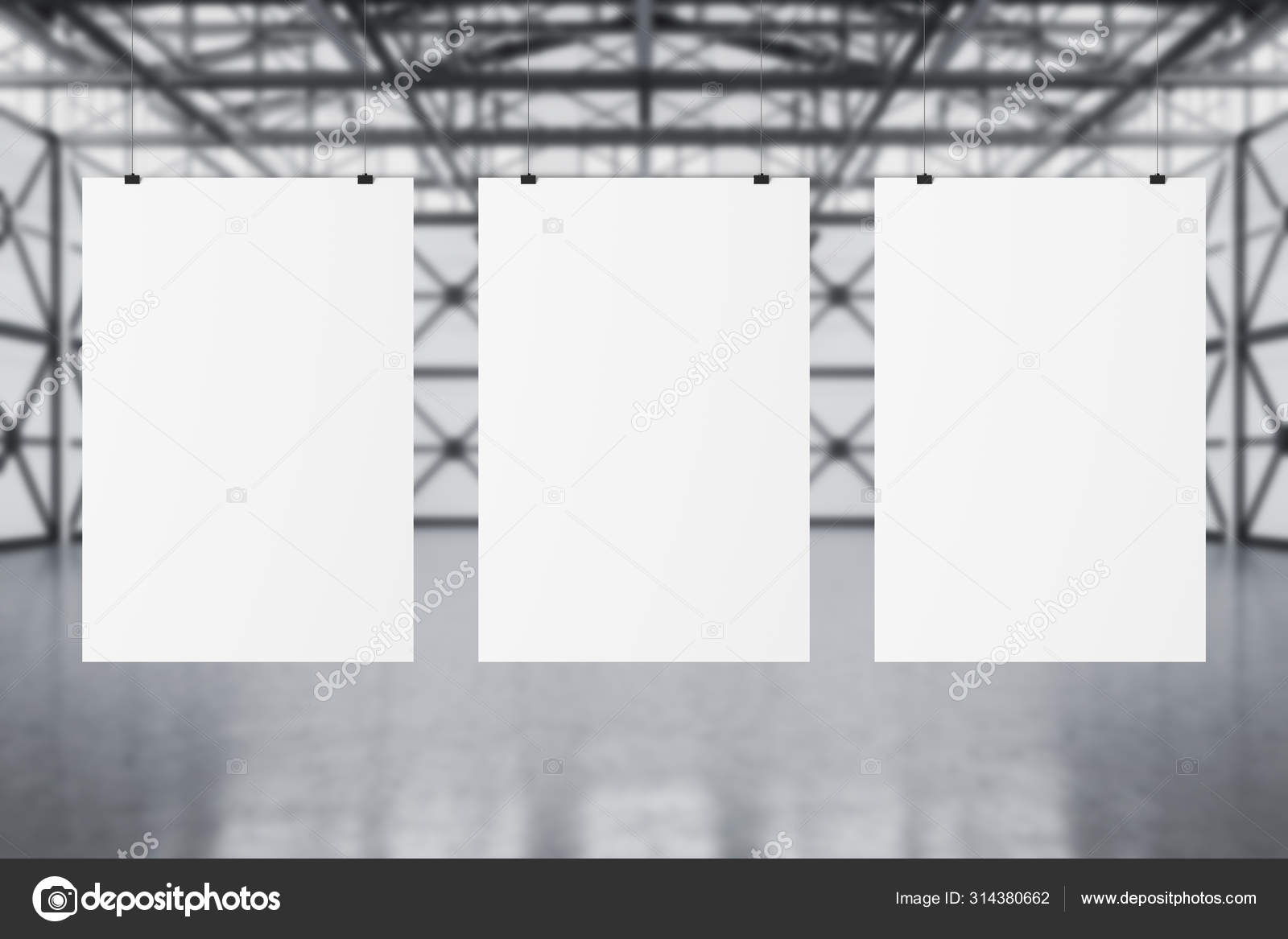 Download Vertical Mock Up Poster Gallery In Blur Warehouse Stock Photo Denisismagilov Image By C 314380662