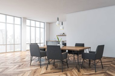 Beyaz yemek odası ve mutfak köşesi