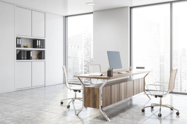 Panoramik beyaz Ceo ofisinin köşesi