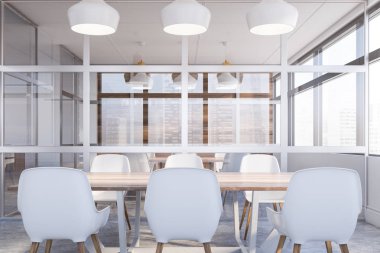 Modern office white meeting room interior clipart