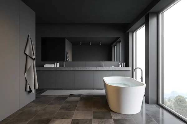 Interior moderno baño panorámico gris —  Fotos de Stock