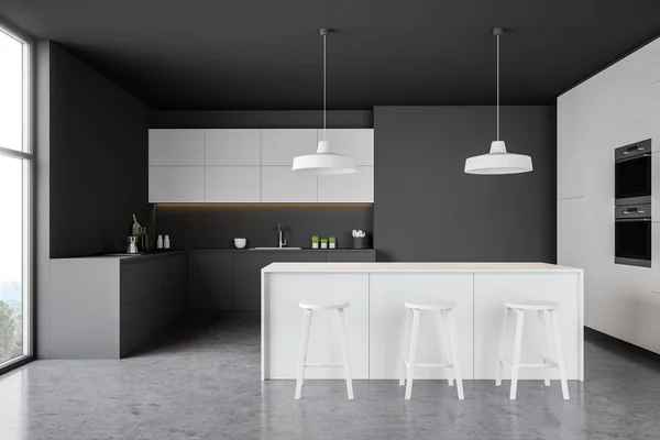 Beyaz çubuklu modern gri mutfak — Stok fotoğraf