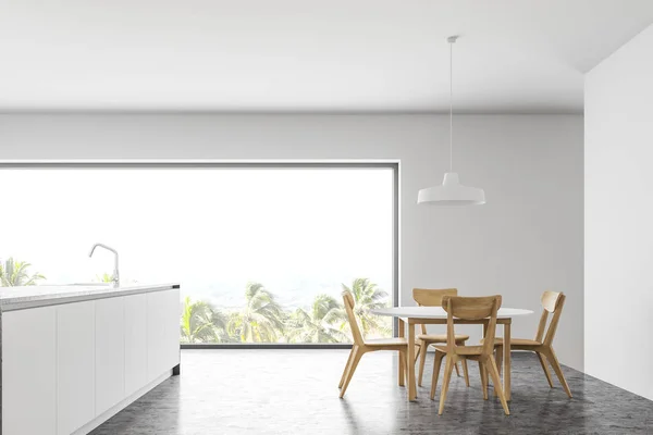 Masalı panoramik beyaz mutfak manzarası — Stok fotoğraf