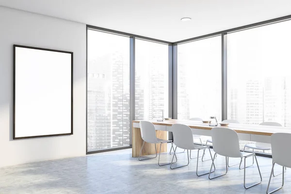 Posterli panoramik beyaz yemek odası — Stok fotoğraf