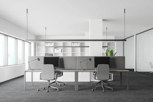 Wit en glas open space office — Stockfoto