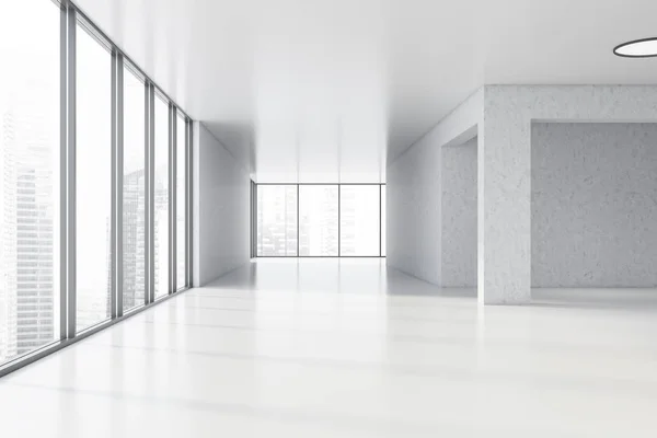 텅 빈 흰색 파노라마 사무실 건물 — 스톡 사진