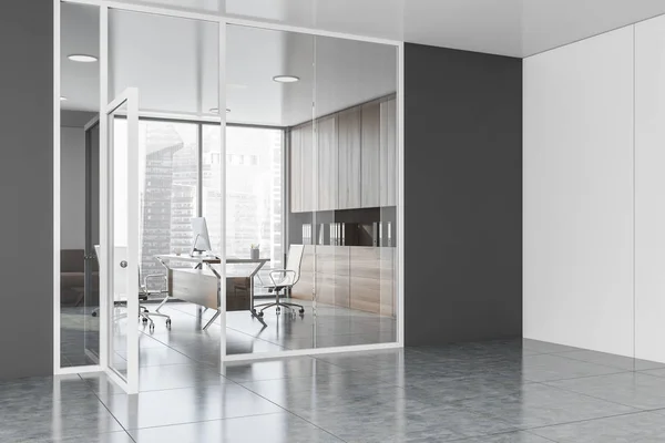 Moderní kancelářská hala s šedou kanceláří Ceo — Stock fotografie