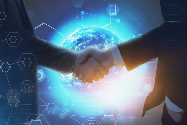 Two businessmen shaking hands, partnership — Stock Photo, Image