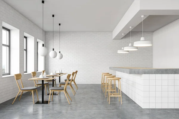 Interior de la cafetería con estilo con soporte de barra larga — Foto de Stock