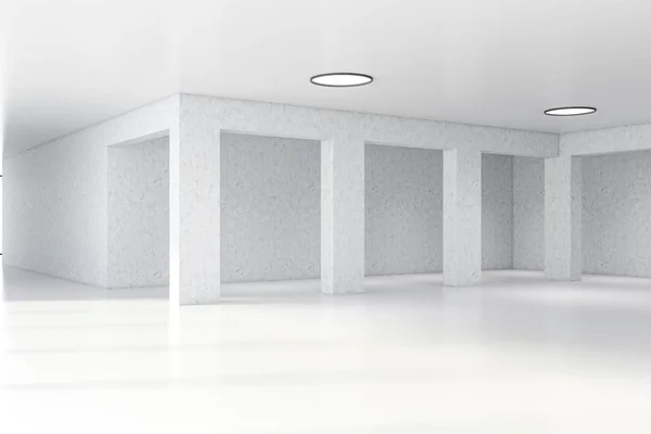 Lege witte kantoorhal met zuilen — Stockfoto
