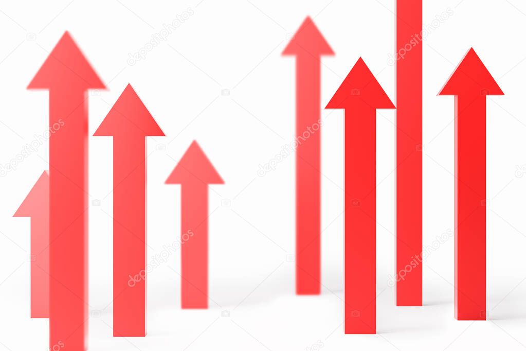 Red arrows pointing up, growth concept
