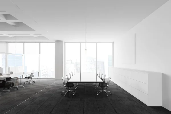 Interior Minimalistic Meeting Room Open Space Office White Walls Carpeted — Stock Photo, Image