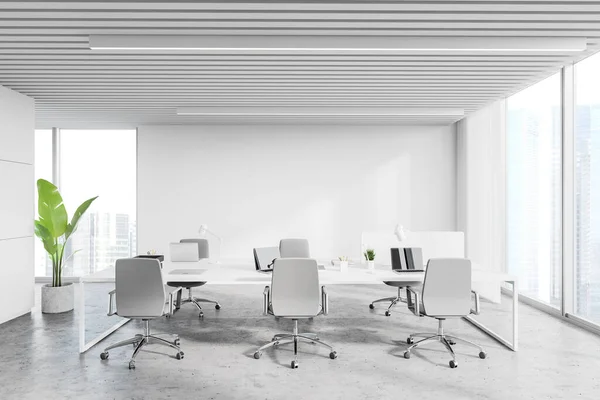 Interior Loft Style Open Space Office White Walls Stone Floor — Stock Photo, Image