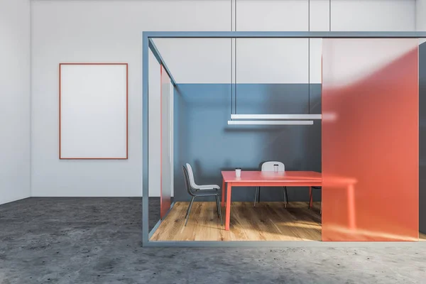 Interior Bright Meeting Room Gray Blurry Orange Walls Wooden Floor — Stock Photo, Image
