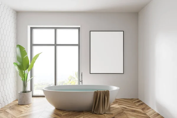 Intérieur Salle Bain Moderne Avec Des Murs Nid Abeille Blanc — Photo