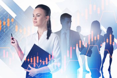 Bulanık ve soyut bir şehirde birlikte çalışan başarılı iş adamları. Finansal tablolara iki kez maruz kalıyorlar. Tonu ayarlanmış resim