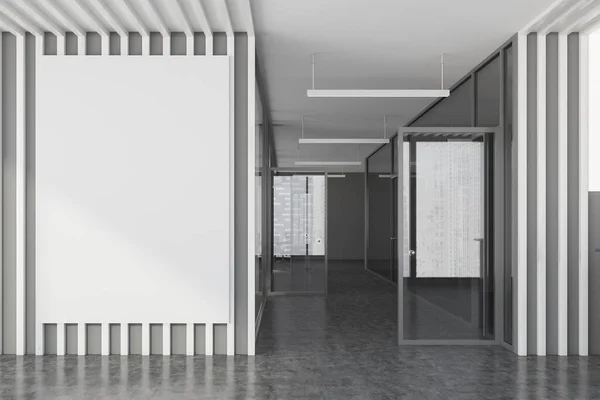 Interior Elegante Sala Escritório Com Paredes Escuras Madeira Piso Concreto — Fotografia de Stock