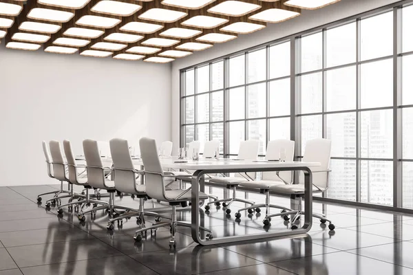 타일로 회의용 책상과 의자가 현대식 회의실의 렌더링 — 스톡 사진