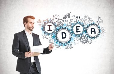 Tabletli adam, fikir eskizi.