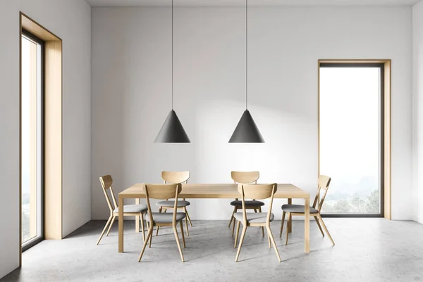 Interior Modern Dining Room White Walls Wooden Floor Dining Table — Stock Photo, Image