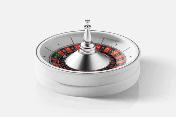 Witte Roulette Wiel Met Bal Nul Witte Achtergrond Concept Van — Stockfoto