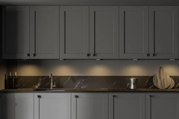 Dark shaker kitchen cabinets Stock Photos, Royalty Free Dark shaker
