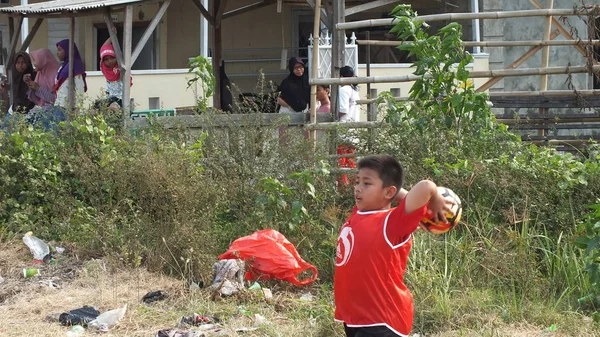 Bekasi Indonesia Agosto 2019 Partido Fútbol Infantil Para Dar Bienvenida — Foto de Stock