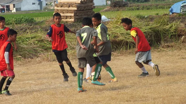 Bekasi Indonesia Agosto 2019 Partido Fútbol Infantil Para Dar Bienvenida — Foto de Stock