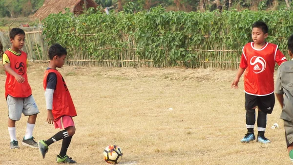 Bekasi Indonesia Agosto 2019 Partido Fútbol Infantil Para Dar Bienvenida — Foto de Stock