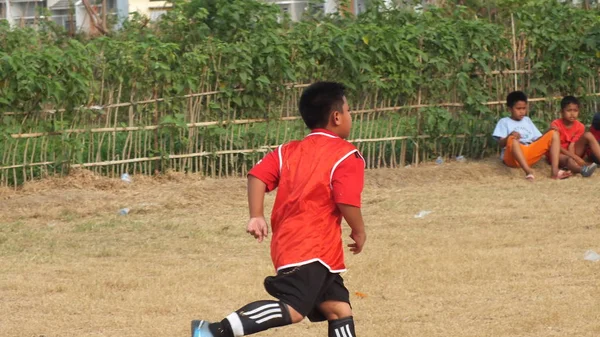 Bekasi Indonesia Agosto 2019 Partido Fútbol Infantil Para Dar Bienvenida — Foto de Stock