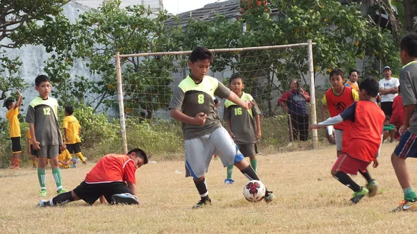 Bekasi Indonesia Agosto 2019 Partido Fútbol Infantil Para Dar Bienvenida —  Fotos de Stock