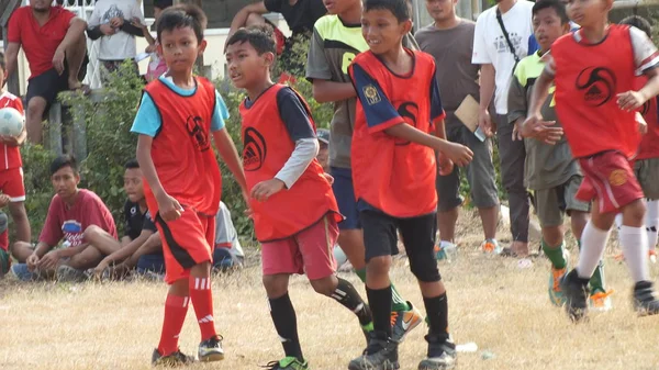 Bekasi Indonesia Agosto 2019 Partido Fútbol Infantil Para Dar Bienvenida — Foto de Stock