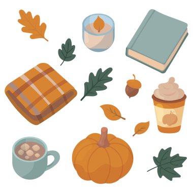 A set of cozy autumn elements.