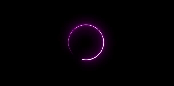 Moderne paarse gloeiende Preloader en voortgang laden cirkel op zwarte achtergrond. — Stockvideo