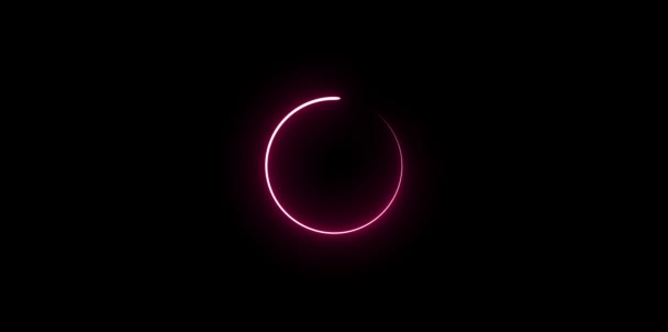 Leuchtend rosa Ladekreis Preloader Animation dreht sich auf schwarzem Hintergrund. — Stockvideo