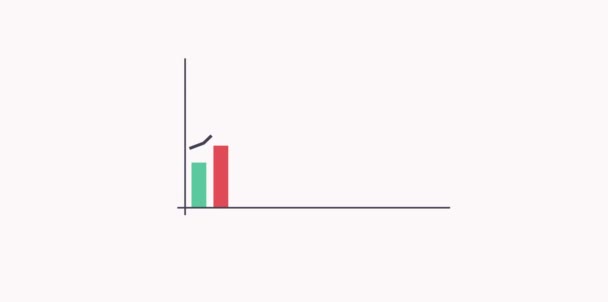 Elevación de barras de animación gráfica con la flecha de anotación sobre fondo blanco . — Vídeo de stock