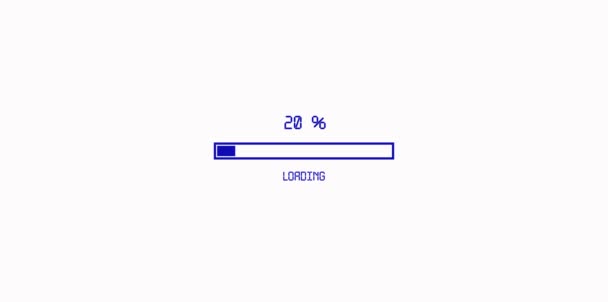 Blue loading bar on white background with percent numbers, video animation. — Stock Video