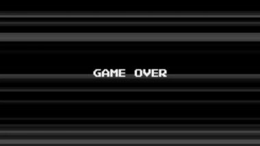 Siyah beyaz animasyonlu çizgiler yazıt üzerinde oyun ile arka plan glitches.