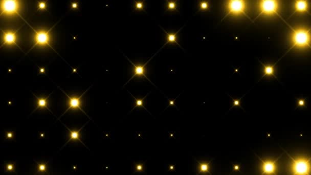 Animation Disco-Panel mit Lampen blinkenden gelben Lichtern auf schwarzem Hintergrund. — Stockvideo