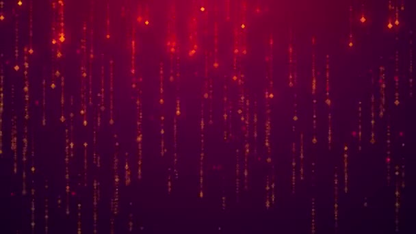 Yellow shiny particles and stripes animation as rain on purple background. — Stock Video