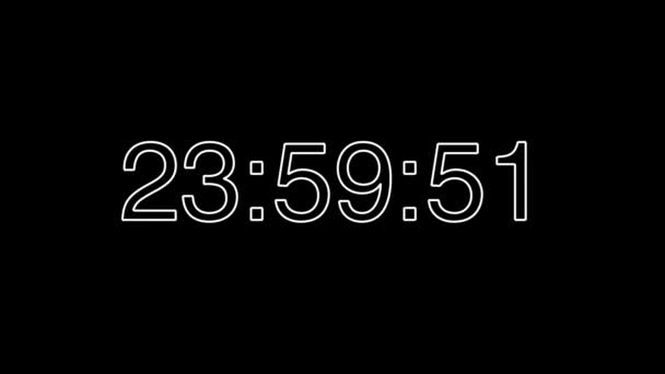 Temporizador blanco 10 segundos a 24 horas sobre fondo negro, concepto de Nochebuena . — Vídeo de stock