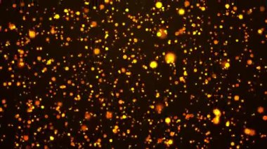 Siyah arka plan üzerinde kesintisiz döngü Sarı parlak altın daireler yağmur animasyon.