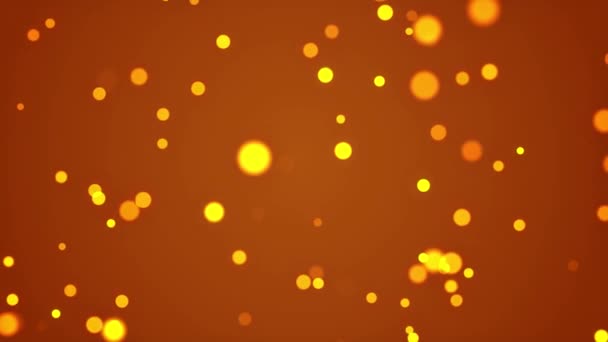Círculos amarelos partículas brilhantes animação de loop sem costura no fundo de ouro . — Vídeo de Stock