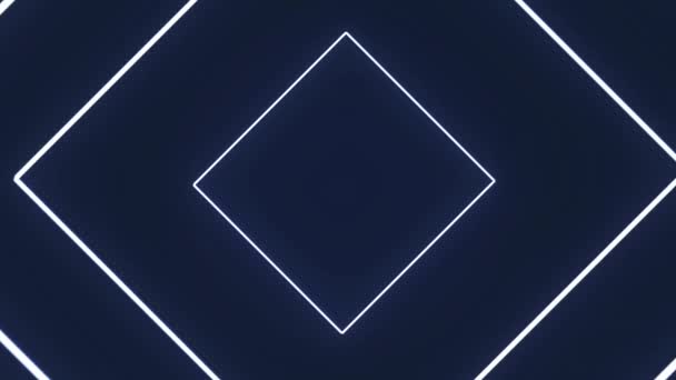 Animacja ruchu białego Rhombus od środka do krawędzi na ciemnym niebieskim tle. — Wideo stockowe